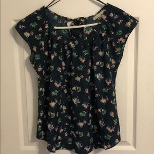 Navy floral blouse